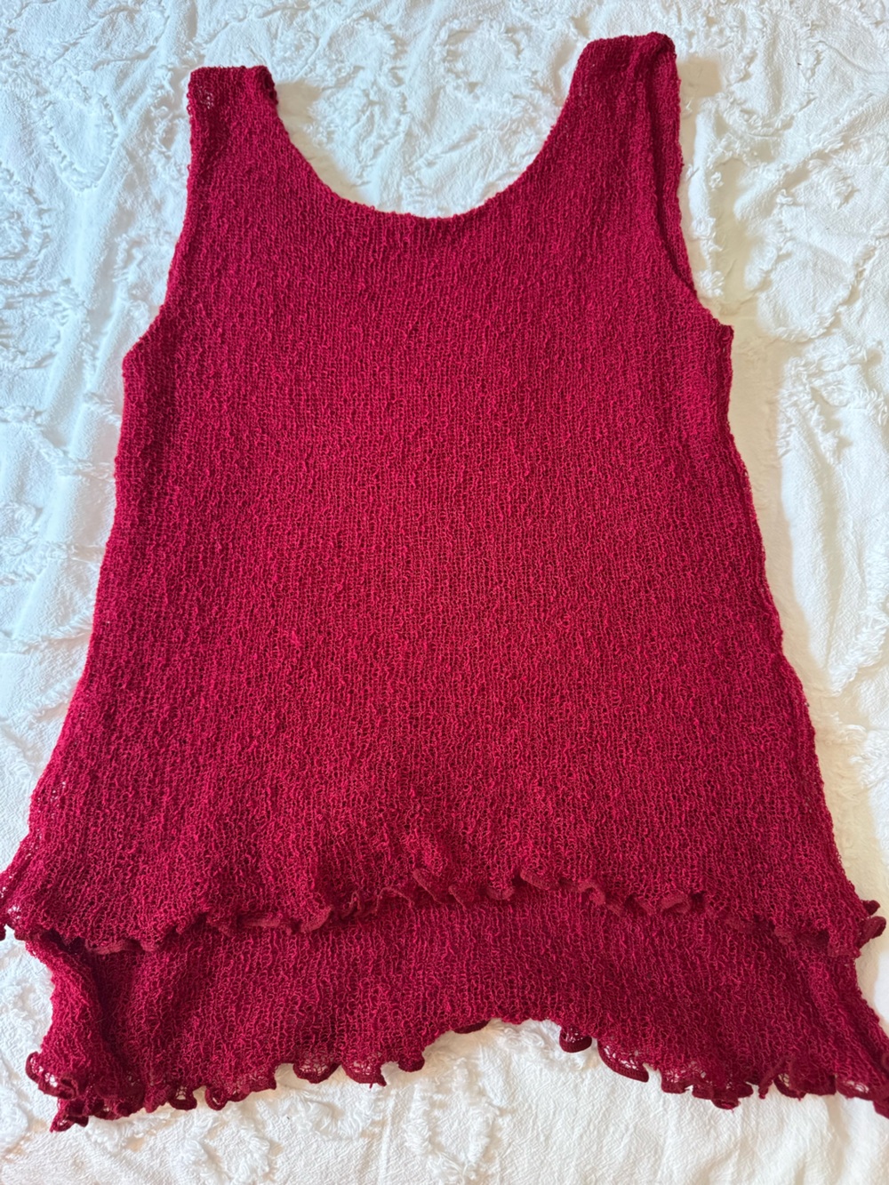 Open-Knit Sleeveless Tunic Top in Deep Raspberry - Picture 2 of 4